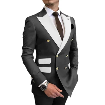 2023 Мужской костюм Комплект из двух предметов Four Seasons Slim Fit Хлопчатобумажный Комплект Повседневный костюм  10
