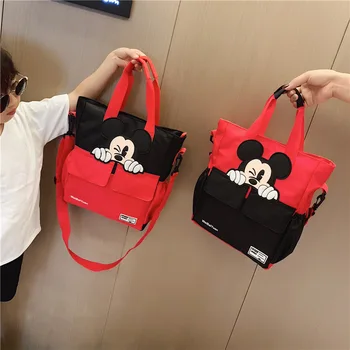 Нейлоновая школьная сумка с Микки Маусом от Disney, сумка для учеников средней школы, детская сумка через плечо, сумки для мальчиков и девочек  10