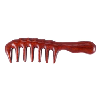 Расческа для распутывания волос - Деревянная расческа с широкими зубьями для вьющихся волос - Без статики, расческа из натурального дерева сандалового дерева  5
