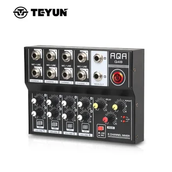 TEYUN Q-48 8-Канальный Профессиональный Портативный Микшерный Пульт Для Микширования Звука, Перезаряжаемый Для Электрогитары, Компьютерная Сертификация DJ  4