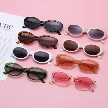 Очки желейного цвета в готическом стиле, уличная одежда, оттенки очков, женские солнцезащитные очки в маленькой оправе, ретро-овальные солнцезащитные очки  5