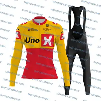 2023 UNOX Велоспорт Джерси Комплект Велосипедных Рубашек Костюм Женская Одежда С Длинным Рукавом Велосипедный Нагрудник Дышащие Майо Кюлоты  5