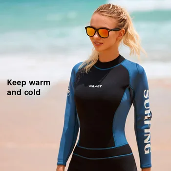 Женский гидрокостюм на молнии сзади толщиной 2 мм, с длинным рукавом, теплый и солнцезащитный гидрокостюм, женский купальник для подводного плавания, для отдыха  10