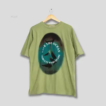 Винтажная футболка Fiorucci Worldcare Save The Ocean большого размера  10