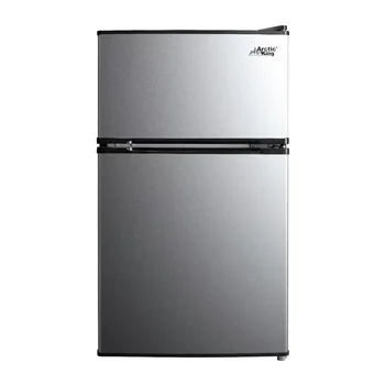 Двухдверный мини-холодильник King размером 3,2 кубических фута с морозильной камерой, нержавеющая сталь, E-Star, ARM32D5ASL  10