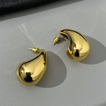 Простые серьги в европейском и американском стиле, металлические глянцевые серьги в форме капли для женщин, подарок-подвеска Ms Daily Jewelry  4