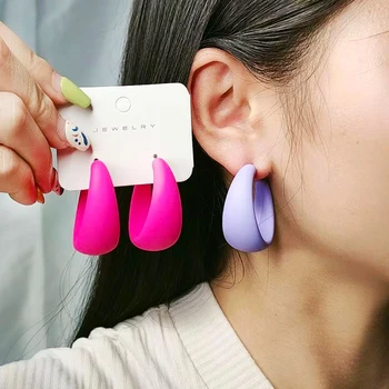 Новые красочные геометрические акриловые серьги-кольца для женщин, 1 пара ушных обручей с открытым ртом, серьги-кольца для пирсинга для женщин, ювелирный подарок  1