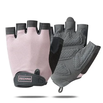 Противоударные спортивные перчатки Велосипедные противоскользящие перчатки на половину пальца Дышащие перчатки для фитнеса Силиконовая ладонь с полой спинкой Тренажерный зал Фитнес  5