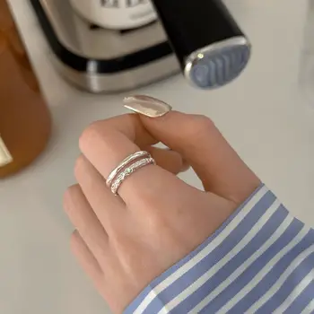 Винтажные готические двухслойные кольца серебряного цвета с филиалами, мужские и женские минималистичные кольца на палец, модные украшения для вечеринок, подарок  5