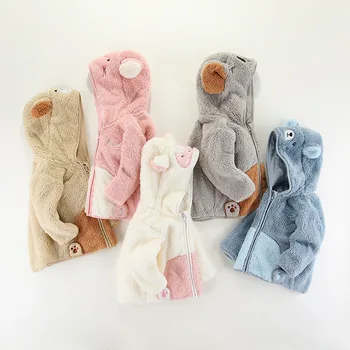 Комбинезон для новорожденных, зимний утепленный хлопчатобумажный комбинезон, комбинезон с капюшоном на флисовой подкладке для мальчиков и девочек, детская одежда  10