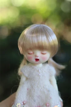 Парик BJD /SD 1/3 & 1/4 & 1/6 & 1/8 Из Молочного Шелка Короткие волосы с двойной косичкой в виде конского хвоста аксессуары для кукол (без куклы)  5