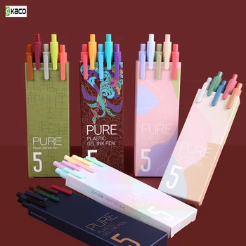 Гелевая ручка KACO Sign Pen 0,5 мм, Заправляемая гладкими чернилами, Прочная ручка для подписи, 5 цветов, Подарочный набор Vintage Color Macarons  10
