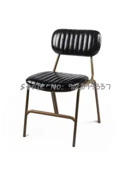 Обеденный стул из кованого железа в стиле ретро американский кантри индустриальный стиль ЛОФТ дизайнерский кожаный стул для ресторана кафе  10
