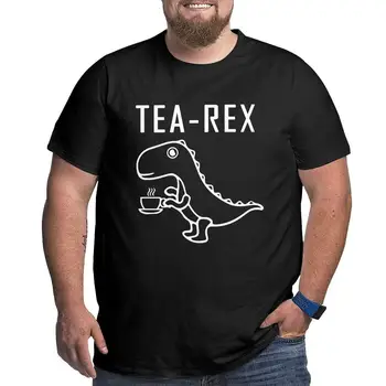 Мужские футболки чай Рекс смешная шутка каламбур динозавр утро пить кофе Большой хлопок длинные футболки с коротким рукавом экипаж шеи футболки топы  3