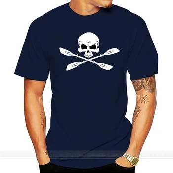 Новая хлопчатобумажная футболка для каяка - футболка с черепом и скрещенными костями для каякера - футболка для речного каякинга, футболка в летнем стиле  5