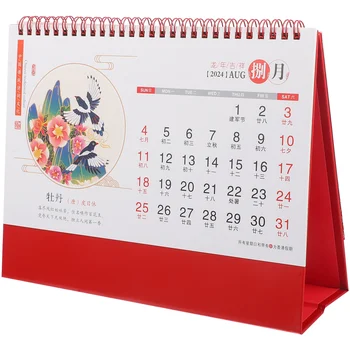2024 Китайские Настольные Календари Китайский Год Календарь Дракона Стоящий Перевернутый Настольный Календарь Годовой Ежедневник Календарь  10