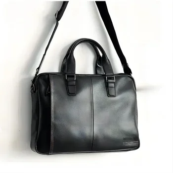 Мужской кожаный портфель, деловые сумки, сумки для файлов, Компьютерные сумки, Сумки Для Головного офиса, сумки Большой емкости  5