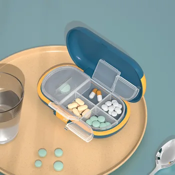Портативный дорожный футляр для таблеток Органайзер для резки таблеток Контейнер для хранения лекарств Коробка для таблеток с 46 сетками Пластиковые коробочки для таблеток  5