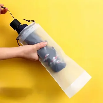 Матовый Полупрозрачный Пластиковый пакет Для хранения зонтиков Многоразовый Портативный Чехол на шнурке Домашний Органайзер  5