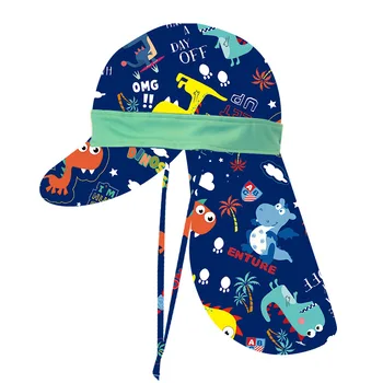 Новая Летняя Мультяшная Детская Шапочка Для Плавания С Защитой От Солнца, Пляжные Шляпы От Солнца, Водонепроницаемые Для Мальчиков И Девочек, Детская Уличная Шляпа  5