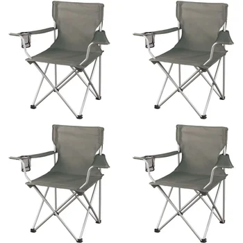 Складной пляжный стул, походные стулья, с сетчатым подстаканником, набор из 4 штук, 32,10x19,10x32,10 дюймов  10