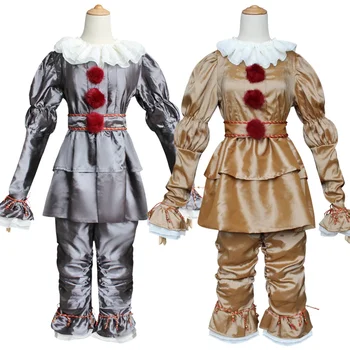Взрослый Джокер Пеннивайз Косплей костюм Стивена Кинга It Chapter Horror Clown Halloween Party Costume Prop  5