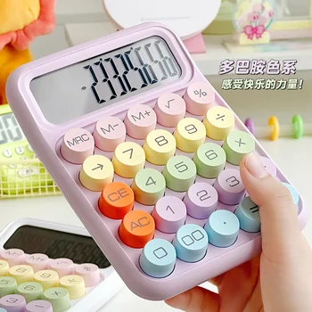 Корейский калькулятор Карамельного цвета с дофамином, Бесшумная Механическая клавиатура, Настольный Калькулятор для изучения финансов и бухгалтерского учета Kawaii  10