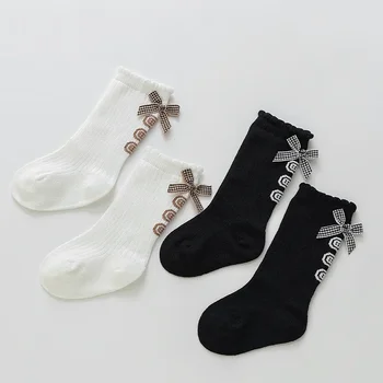 От 0 до 5 лет, Новая Весенне-Осенняя Корейская версия Простых носков Принцессы с милым бантом, Мягкие носки средней длины без завязок Для девочек  5