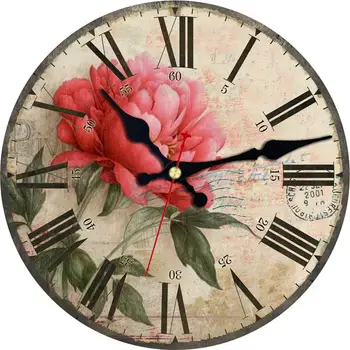 Настенные Часы Розовый Цветок Роза Круглые Настенные Часы Без Тиканья Декоративные 16 Дюймовые Декоративные Часы Искусство Элегантный Цветок Бабочка  10
