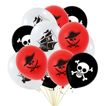 12шт Карибских пиратов, Латексные воздушные шары, Букет из воздушных шаров с черепом Пирата для Хэллоуина, украшения для дня рождения в пиратской тематике  5