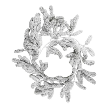 Длинные сосновые ветки из искусственного снега, Рождественская Гирлянда Со Снежными Украшениями, Снежные Венки для входной двери из сосны  5