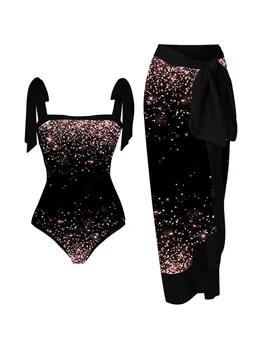 Роскошные Элегантные комплекты бикини со звездным принтом, купальник и юбка, асимметричный цельный купальник, Бразильский женский купальник  10