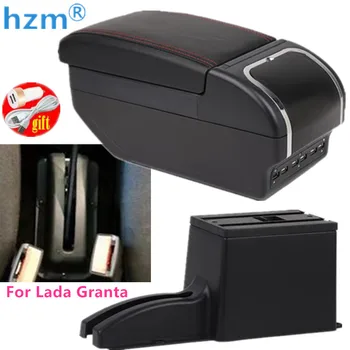 для LADA Granta подлокотник коробка универсальная центральная консоль автомобиля caja модификация аксессуары с двойным подъемом с USB  5