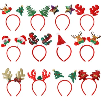 Рождественская повязка на голову, Лосиный рог, повязка с пятью звездами, Рождественские украшения, Детская пластиковая повязка на голову, украшения для вечеринок  5