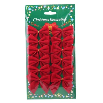 Набор из 12 шт. сладких бантиков, подвесные украшения для рождественской елки Xmax, украшения для елки (красный)  5