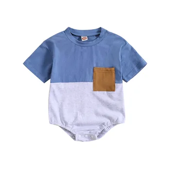 Комбинезоны для маленьких мальчиков от 0 до 2 лет, Хлопковые Ползунки с короткими рукавами, Летняя Одежда для Малышей  4
