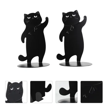 Подставки для книг в виде животных для полок в форме кошки, черно-белый стеллаж для хранения офисного декора  5
