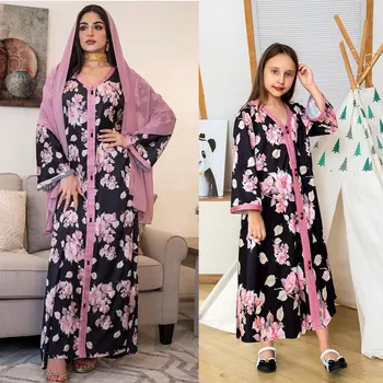 Рамадан Индия Мусульманское Платье Женщины Ид Цветочный Принт Абая Дубай Арабское Vestidos Марокканский Кафтан Шарф Одежда Халат Халат 2023  5