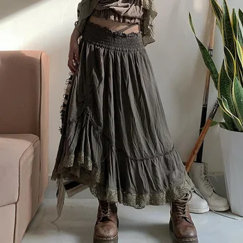 Свободная юбка со складками и оборками на талии в винтажном деревенском стиле для маленьких девочек. Асимметричная гофрировка  5