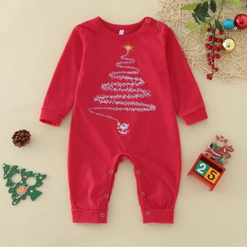 Красное платье для родителей и детей в семейном рождественском стиле Свободного кроя с принтом в виде дерева, Пижамный комплект из 2 предметов, Повседневный костюм с эластичным поясом на каждый день  4