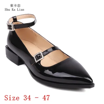 Оксфорды на среднем каблуке 2,5 см, женские туфли-лодочки на среднем каблуке, женские вечерние свадебные туфли, маленькие Большие размеры 34-47  5