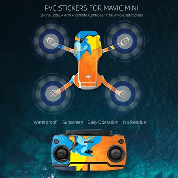 Красочные наклейки из ПВХ для DJI Mavic Mini, водонепроницаемая обшивка для корпуса дрона, защита пульта дистанционного управления для аксессуаров Mavic Mini  4
