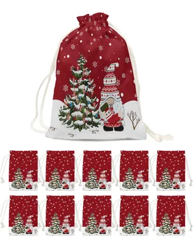 Подарочные пакеты в виде рождественского гнома и снежинки, мешочек на шнурке, Подарочный пакет для рождественских конфет и закусок, Упаковочные пакеты для хранения  5