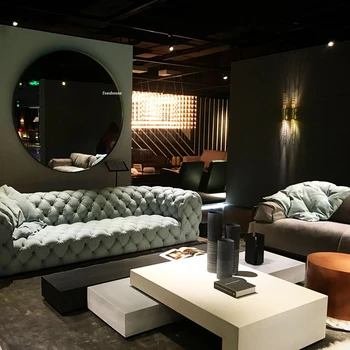Дизайнерские тканевые диваны для гостиной, Итальянская современная мебель для гостиной, Легкий роскошный американский раскладной диван со спинкой  10