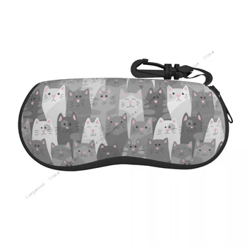 Футляр для очков Мягкая сумка для очков с мультяшными кошками, серая переносная коробка для солнцезащитных очков, сумка для очков, футляр для очков  10