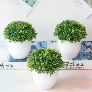 Искусственные растения Реалистичный дизайн, Зеленый бонсай, высококачественные материалы, Дерево Бонсай в горшке, украшение комнаты, высокий спрос  5