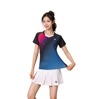 Женская теннисная футболка, быстросохнущие теннисные футболки, одежда для бадминтона для девочек, одежда для настольного тенниса, Мужские Спортивные топы, футболка  10