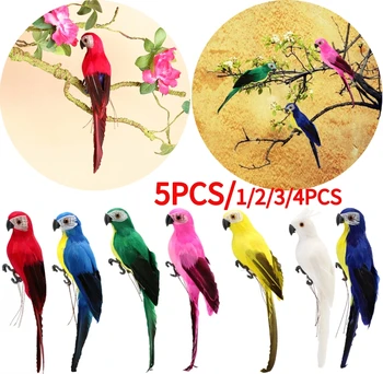 Мини-птицы ручной работы из пенопласта и перьев попугая, поделки птиц, свадебные украшения для сада с искусственными животными  5