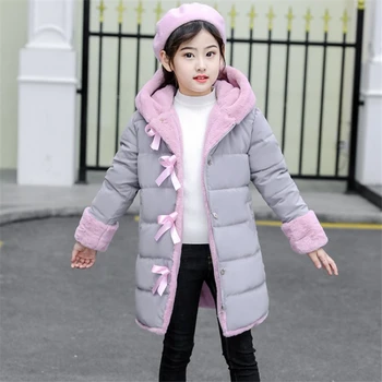 Модная детская зимняя теплая куртка из искусственного меха, пальто, парка, Одежда для маленьких Девочек, Детская утепленная Плюс бархатная одежда, зимний костюм -30 градусов  4