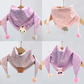 Детский шарф для тепла, треугольной формы, осенне-зимний детский шарф от слюны, корейский стиль, для мальчиков и девочек, хлопковый материал.  4